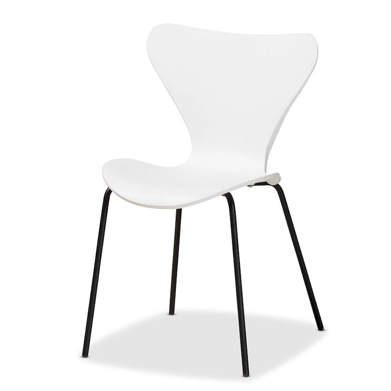 Ensemble de 4 chaises de salle à manger Jaden Modernes et Contemporaines en plastique et métal