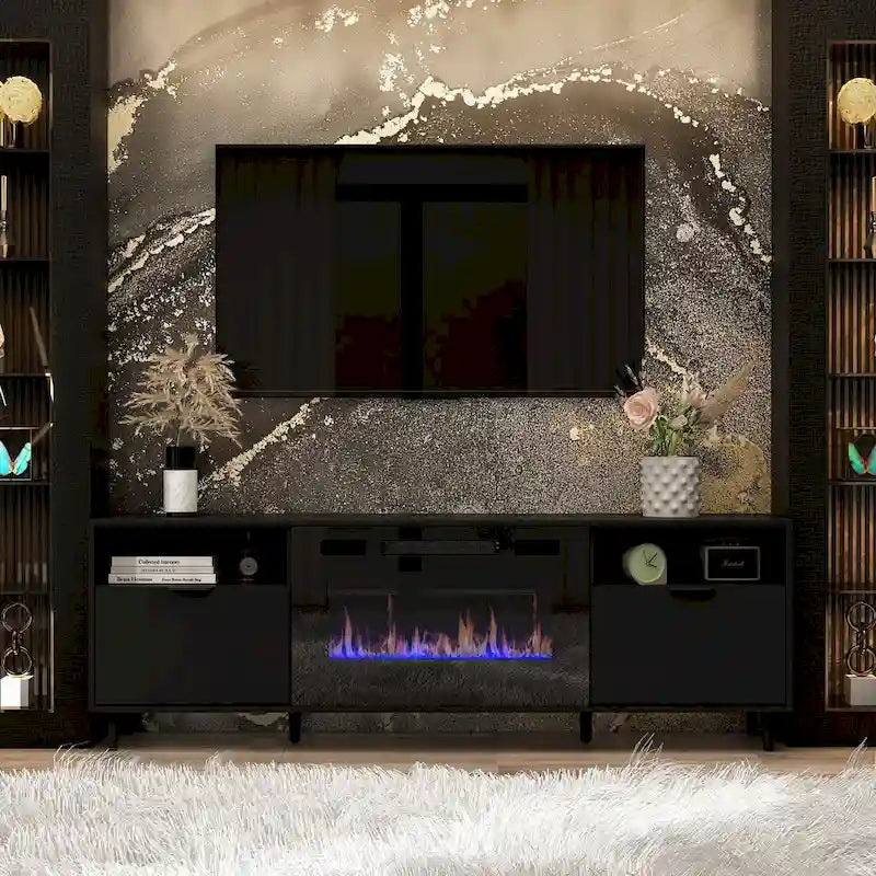 Cheminée électrique d'ambiance et meuble TV durable à faible consommation d'énergie