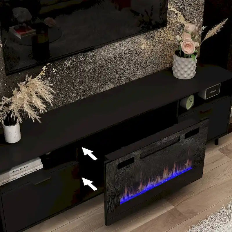 Cheminée électrique d'ambiance et meuble TV durable à faible consommation d'énergie