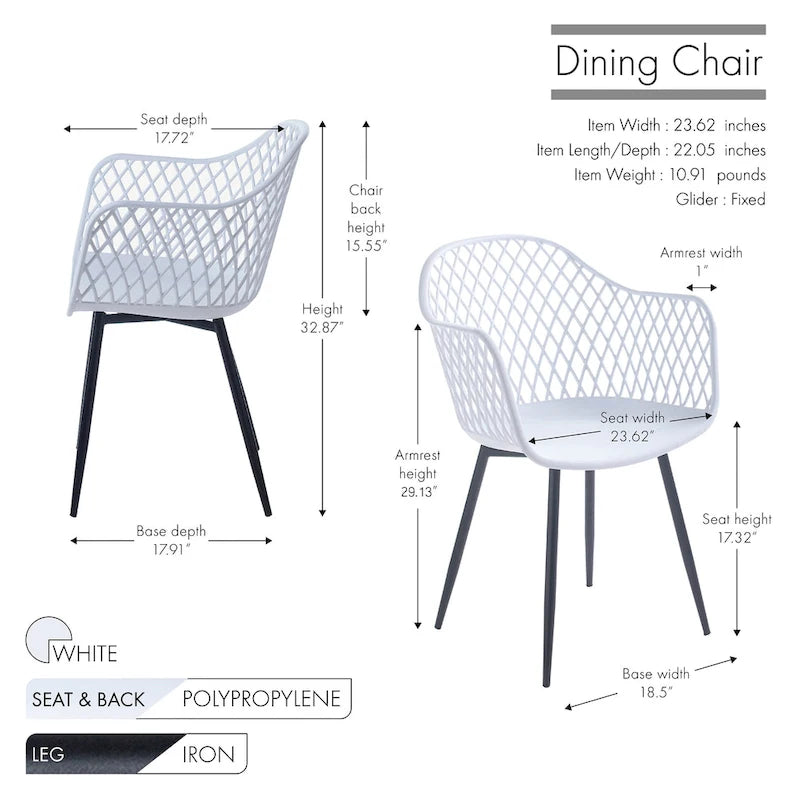 Chaises de salle à manger Porthos Home Mitt en plastique rigide avec pieds en fer (lot de 2)