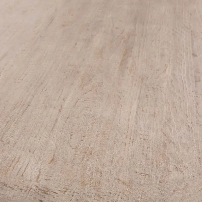 Table à manger moderne Sophia 72 ronde en pin recyclé avec base piédestal sphérique