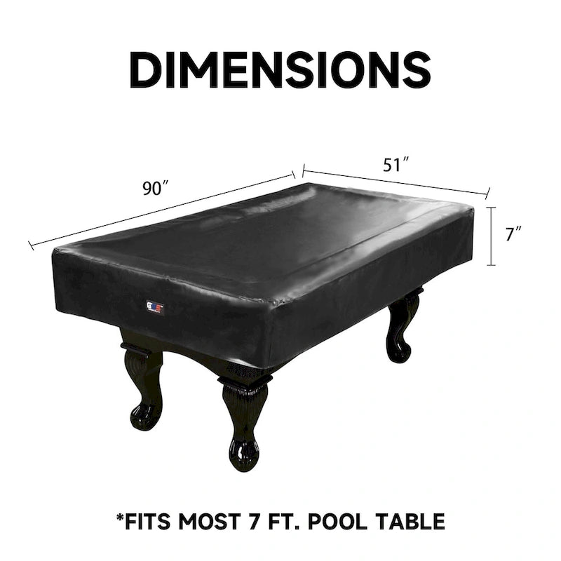 Housse de billard GSE 2,1m/2,4m/2,7m en similicuir PU robuste - Noir