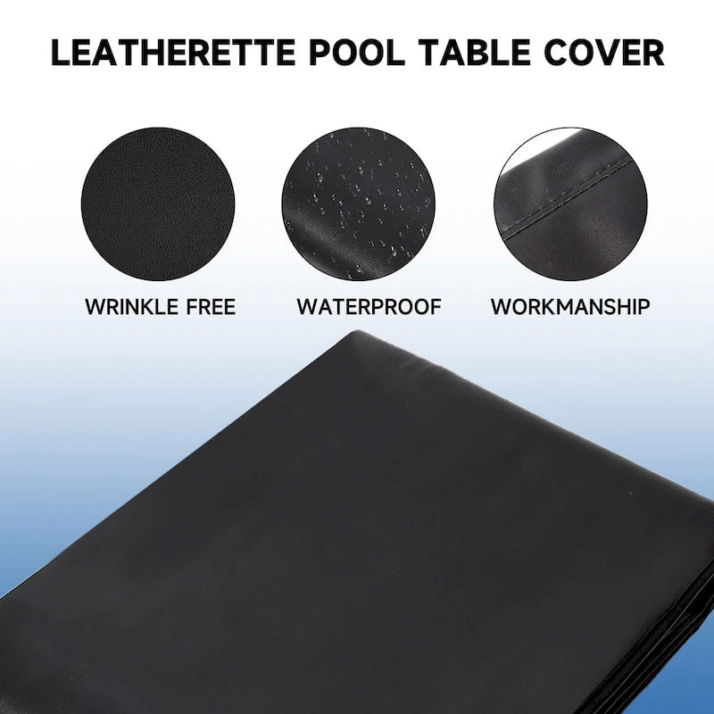 Housse de billard GSE 2,1m/2,4m/2,7m en similicuir PU robuste - Noir