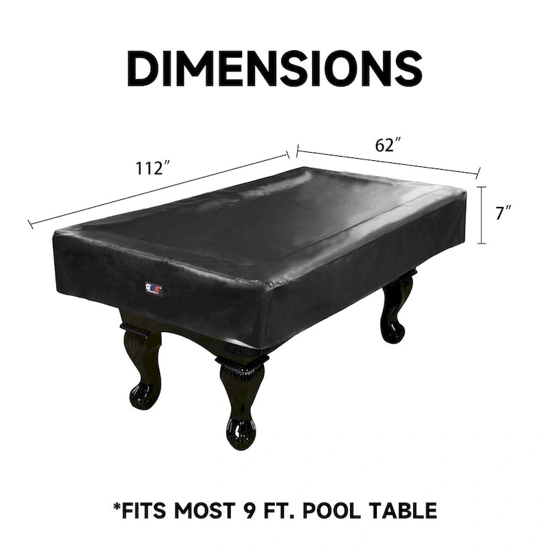 Housse de billard GSE 2,1m/2,4m/2,7m en similicuir PU robuste - Noir