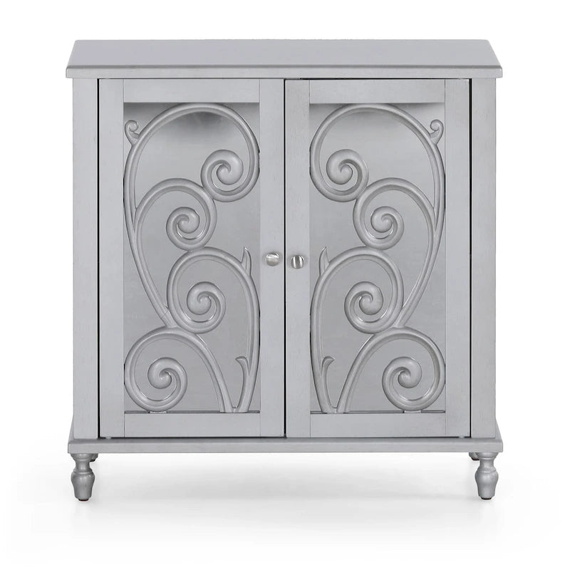 Meuble de rangement d'appoint miroir 2 portes Sophia & William Silver Fujimori