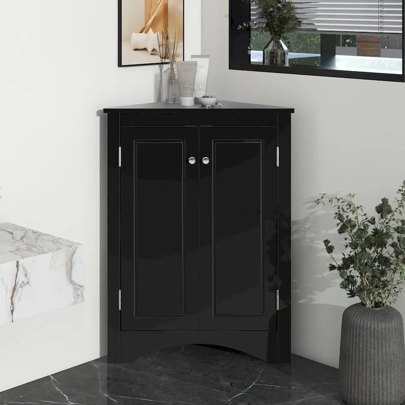 Meuble de rangement de salle de bain triangulaire de 43,7 cm (L) x 43,7 cm (P) avec étagères réglables