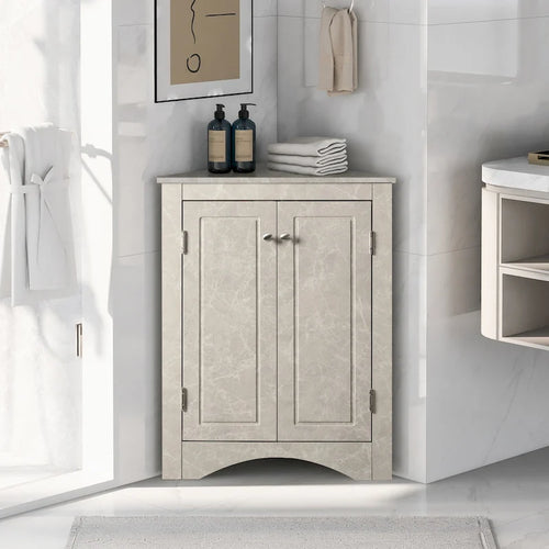 Meuble de rangement de salle de bain triangulaire de 43,7 cm (L) x 43,7 cm (P) avec étagères réglables