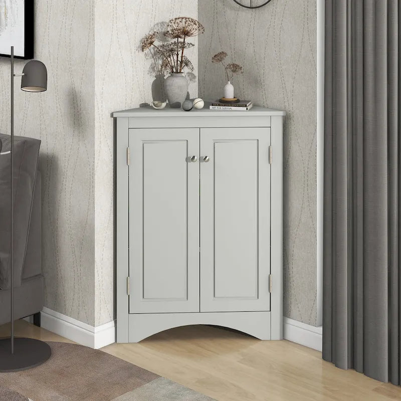 Meuble de rangement de salle de bain triangulaire de 43,7 cm (L) x 43,7 cm (P) avec étagères réglables