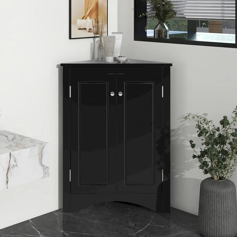 Meuble de rangement de salle de bain triangulaire de 43,7 cm (L) x 43,7 cm (P) avec étagères réglables
