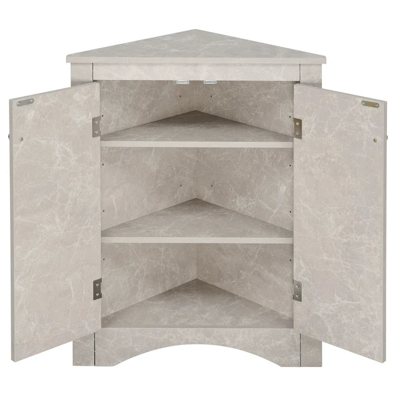 Meuble de rangement de salle de bain triangulaire de 43,7 cm (L) x 43,7 cm (P) avec étagères réglables