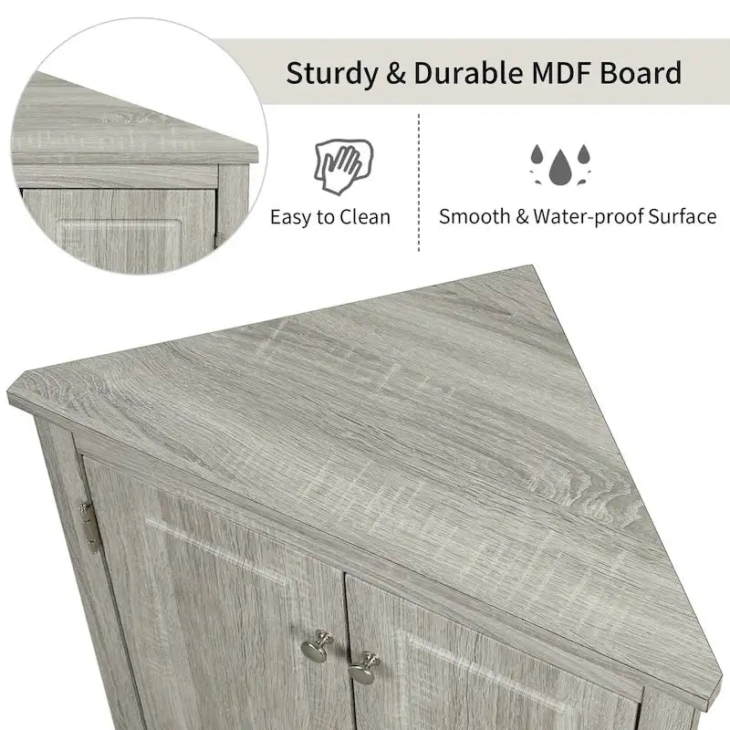Meuble de rangement de salle de bain triangulaire de 43,7 cm (L) x 43,7 cm (P) avec étagères réglables