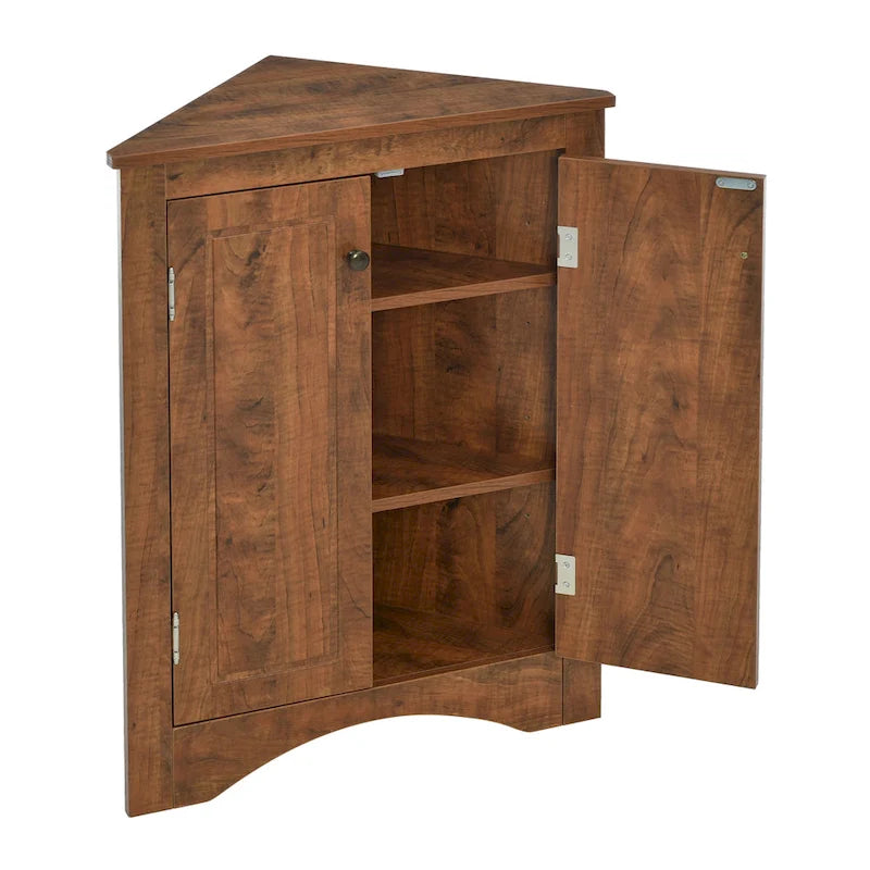 Meuble de rangement de salle de bain triangulaire de 43,7 cm (L) x 43,7 cm (P) avec étagères réglables