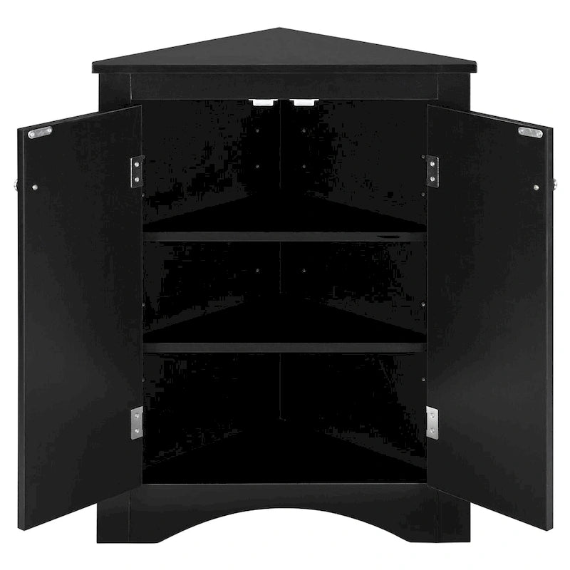 Meuble de rangement de salle de bain triangulaire de 43,7 cm (L) x 43,7 cm (P) avec étagères réglables