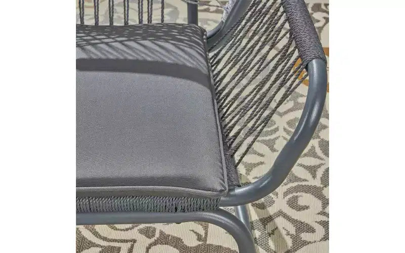 Lot de 2 fauteuils de patio, fauteuils de jardin en corde tressée avec cadre en acier, chaises de salle à manger avec coussin résistant à l'eau pour jardin, cour arrière