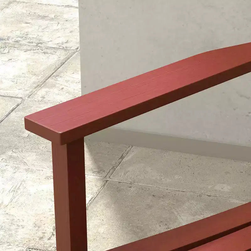 Ensemble de fauteuils à bascule en bois Outsunny, accoudoirs incurvés, dossier haut, table à lattes, ensemble de rockers d'extérieur