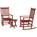Outsunny Wooden Rocking Chair Set, Curved Armrests, High Back, Slatted Top Table Outdoor Rocker Set
