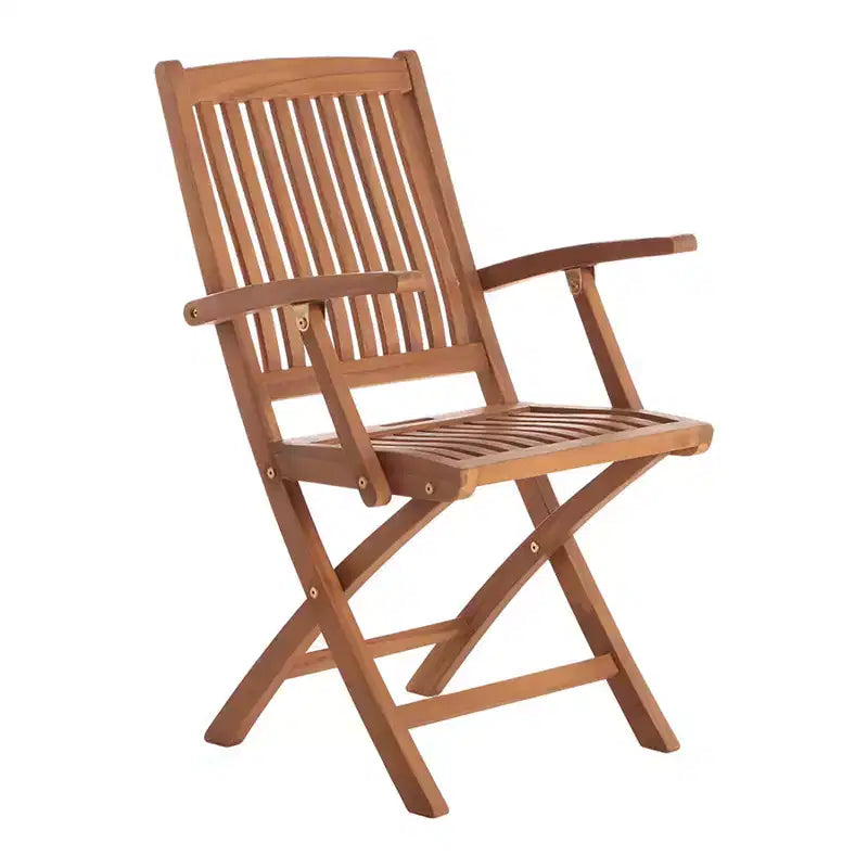 Chaise pliante de patio en teck huilé avec accoudoirs Nordic