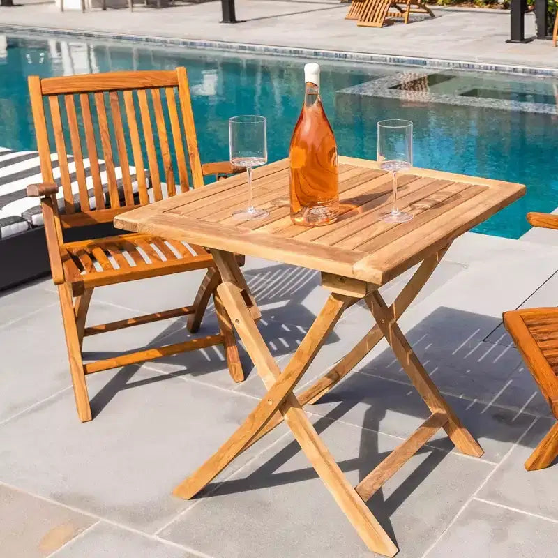 Chaise pliante de patio en teck huilé avec accoudoirs Nordic