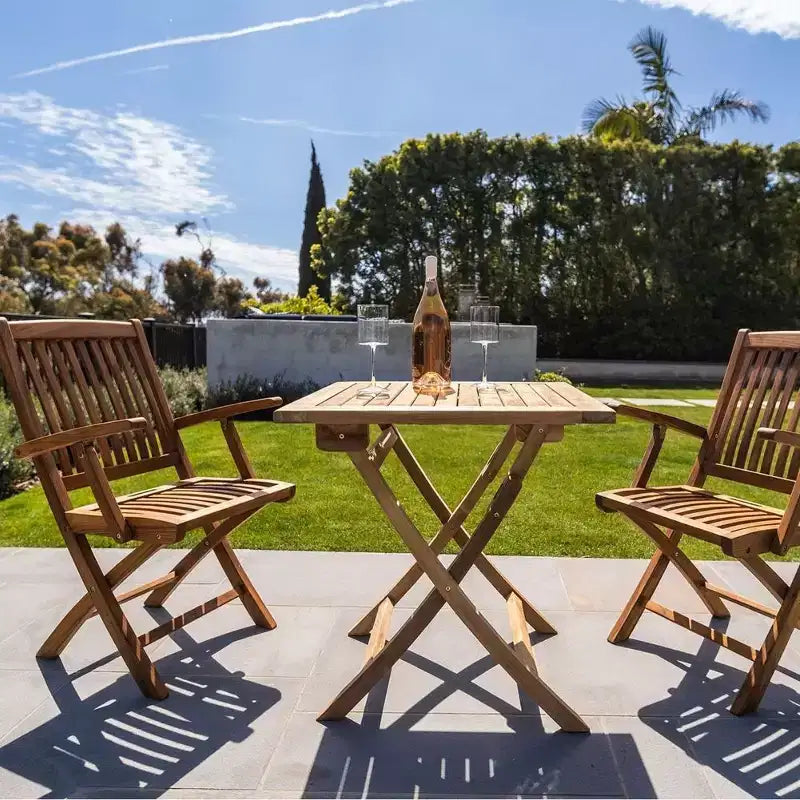 Chaise pliante de patio en teck huilé avec accoudoirs Nordic