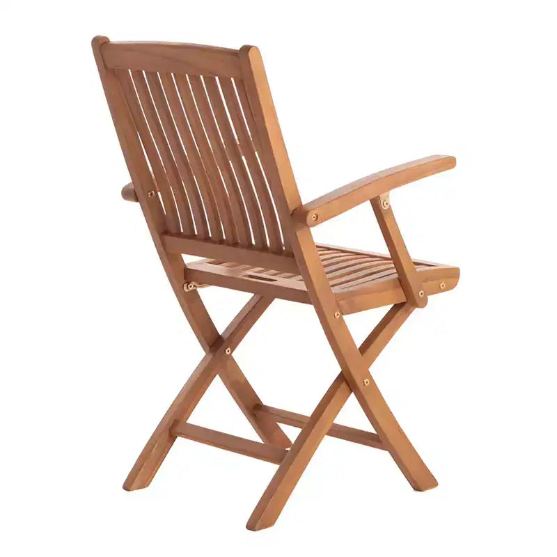 Chaise pliante de patio en teck huilé avec accoudoirs Nordic