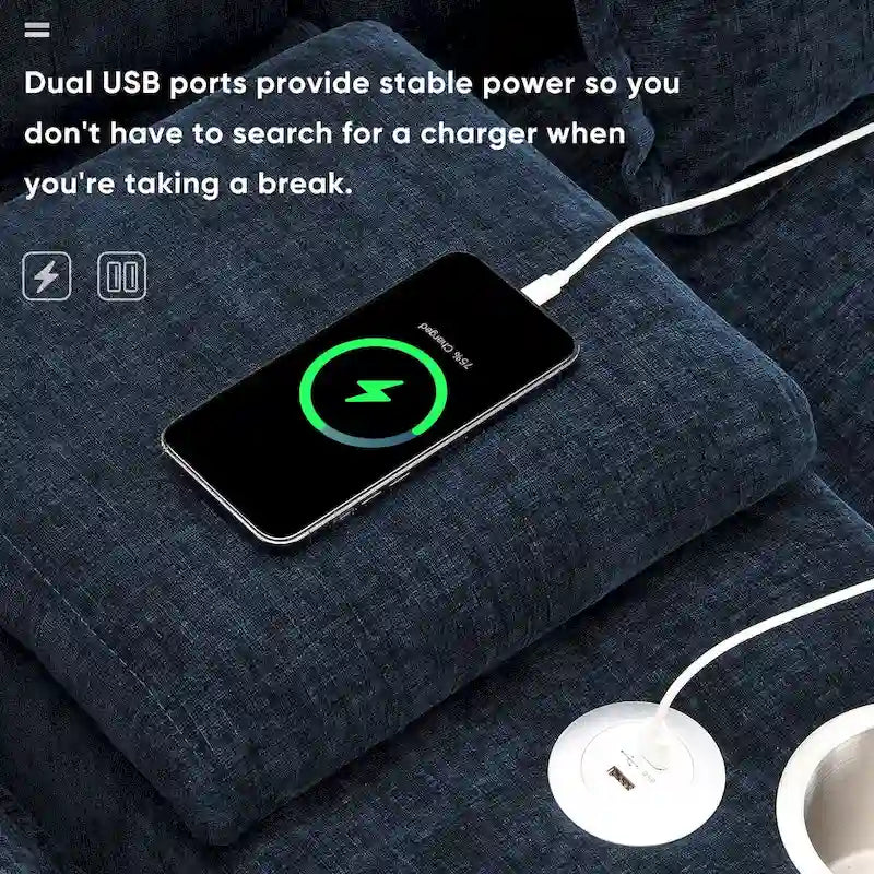 [VIDEO provided][New]123*55 Canapé moderne en U avec console, porte-gobelets et ports USB, canapé d'intérieur rembourré symétrique à 6 places