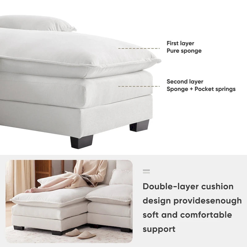 [VIDEO provided][New]123*55 Canapé moderne en U avec console, porte-gobelets et ports USB, canapé d'intérieur rembourré symétrique à 6 places
