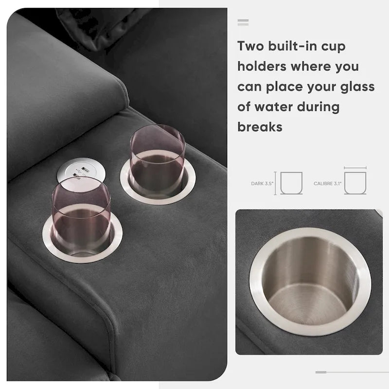 [VIDEO provided][New]123*55 Canapé moderne en U avec console, porte-gobelets et ports USB, canapé d'intérieur rembourré symétrique à 6 places