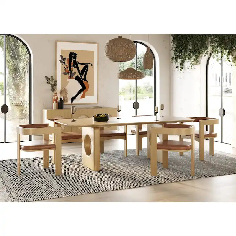 Table de salle à manger moderne en chêne blanc Oshana Nova Domus