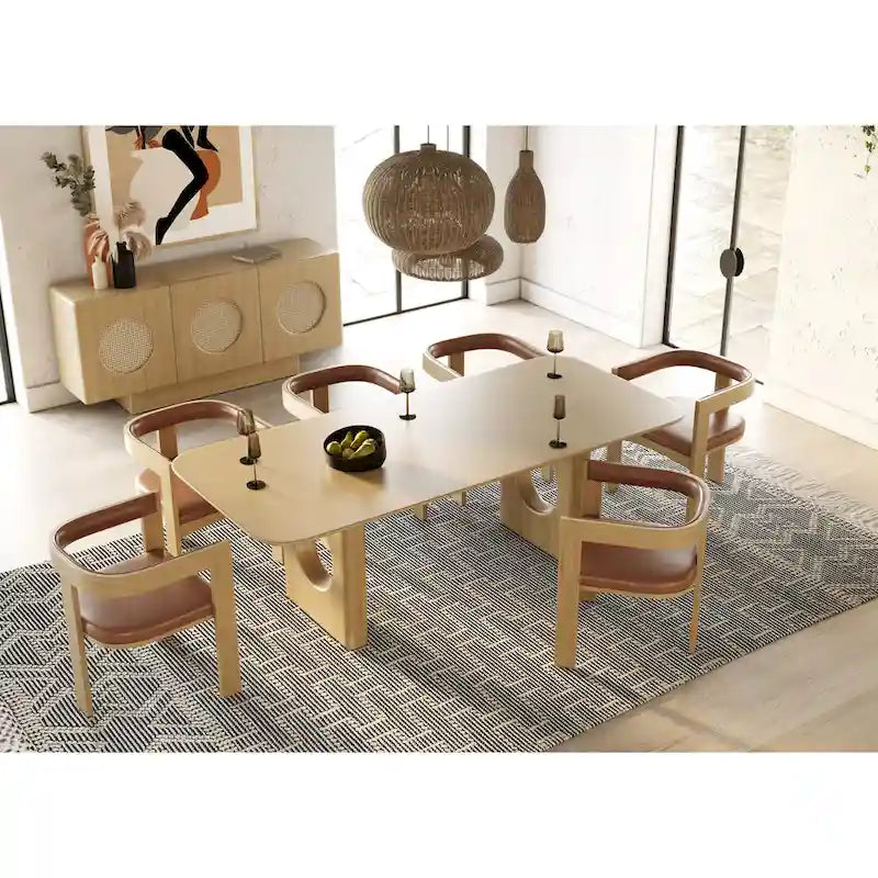 Table de salle à manger moderne en chêne blanc Oshana Nova Domus