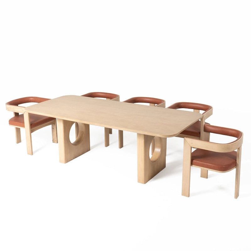 Table de salle à manger moderne en chêne blanc Oshana Nova Domus