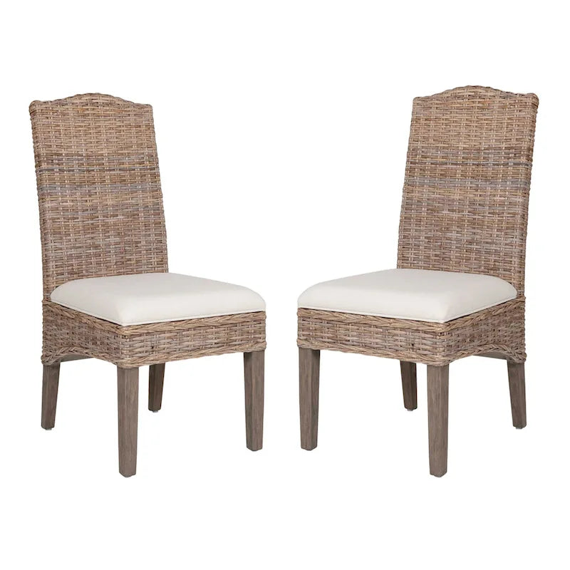 Chaises de salle à manger capitonnées en rotin naturel - Lot de 2 par East at Main