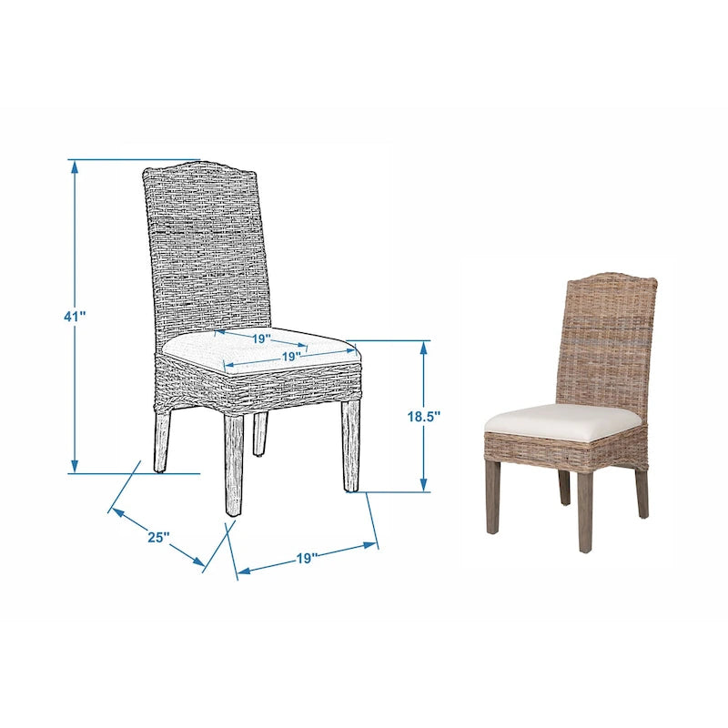 Chaises de salle à manger capitonnées en rotin naturel - Lot de 2 par East at Main