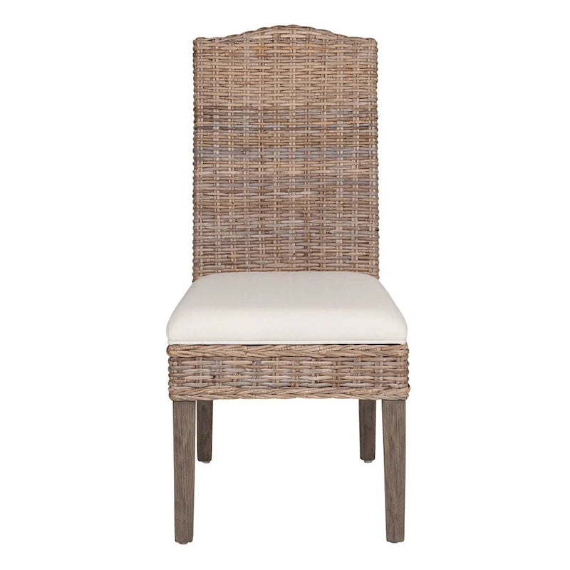 Chaises de salle à manger capitonnées en rotin naturel - Lot de 2 par East at Main