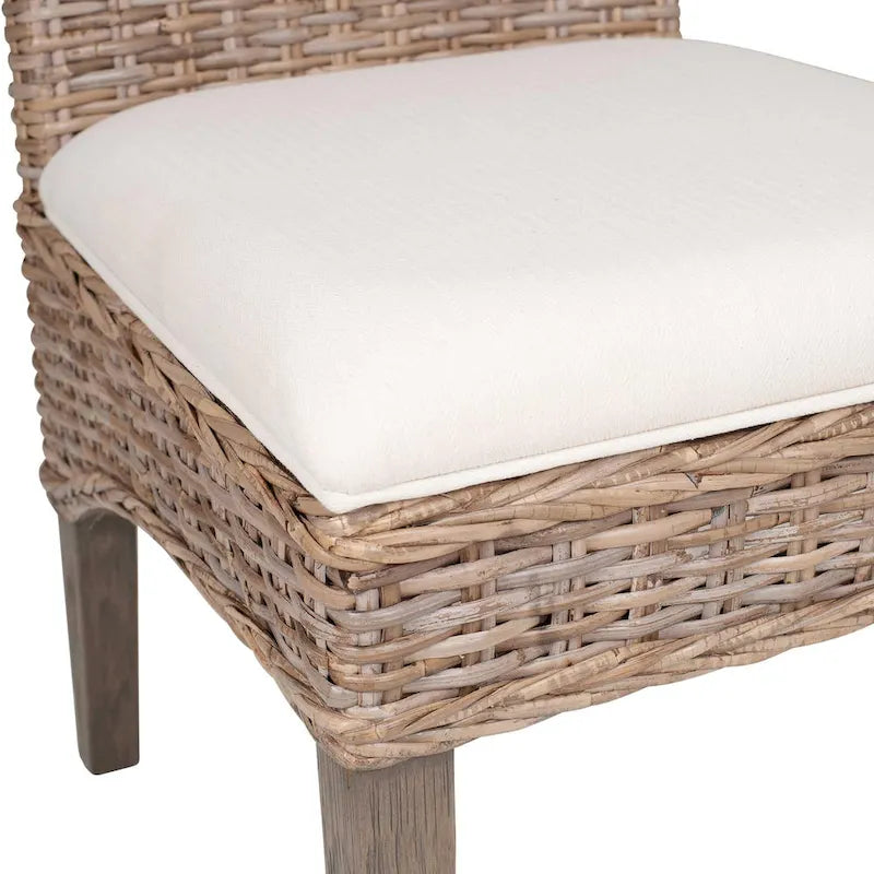 Chaises de salle à manger capitonnées en rotin naturel - Lot de 2 par East at Main
