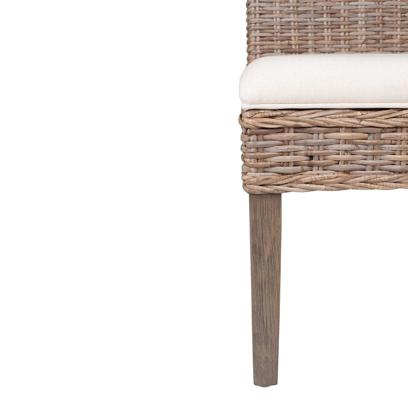Chaises de salle à manger capitonnées en rotin naturel - Lot de 2 par East at Main