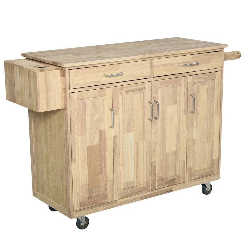 HOMCOM Chariot de cuisine en bois avec tiroirs, armoires et porte-serviettes pour salle à manger