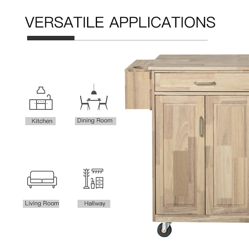 HOMCOM Chariot de cuisine en bois avec tiroirs, armoires et porte-serviettes pour salle à manger
