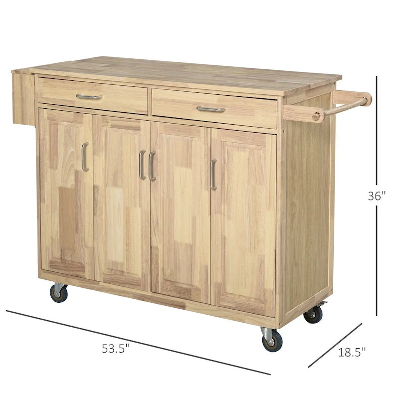 HOMCOM Chariot de cuisine en bois avec tiroirs, armoires et porte-serviettes pour salle à manger