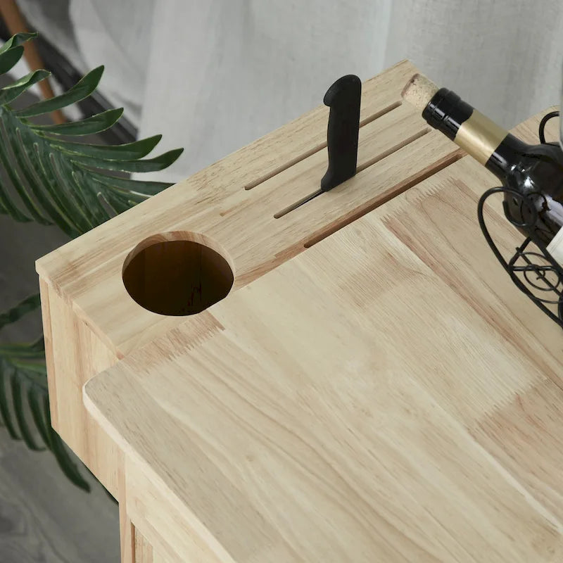 HOMCOM Chariot de cuisine en bois avec tiroirs, armoires et porte-serviettes pour salle à manger