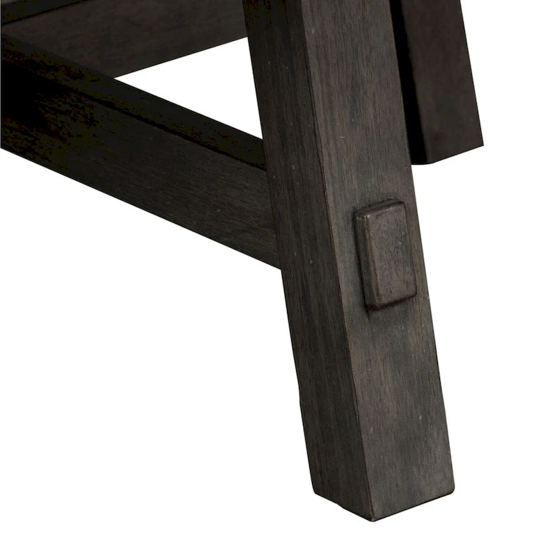 Table Basse Ronde à Pieds Évasés Vieillie Charbon de Bois, Style Ferme Moderne