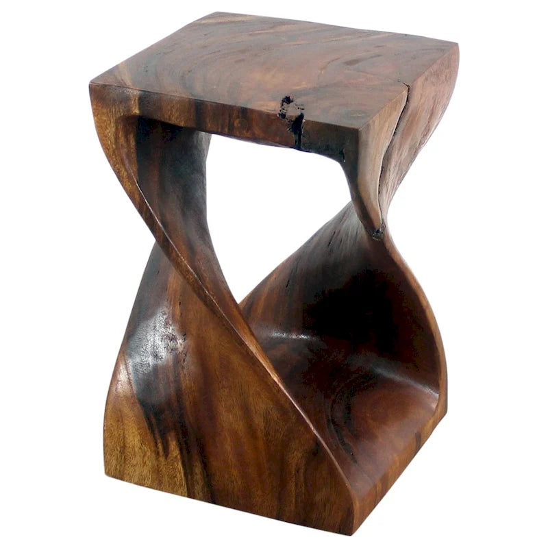 Tabouret en bois torsadé original Haussmann, 30,5 x 30,5 x 45,7 cm, en noyer huilé – 30,5 x 30,5 x 45,7 cm