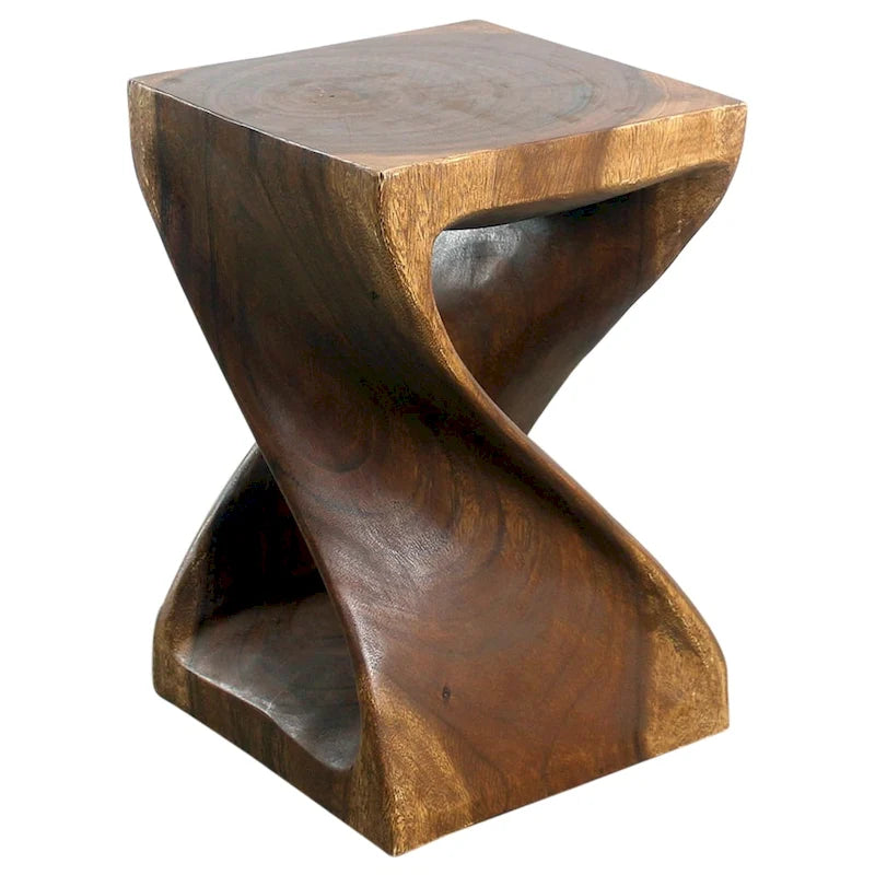 Tabouret en bois torsadé original Haussmann, 30,5 x 30,5 x 45,7 cm, en noyer huilé – 30,5 x 30,5 x 45,7 cm