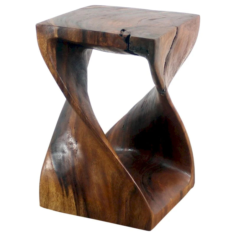 Tabouret en bois torsadé original Haussmann, 30,5 x 30,5 x 45,7 cm, en noyer huilé – 30,5 x 30,5 x 45,7 cm