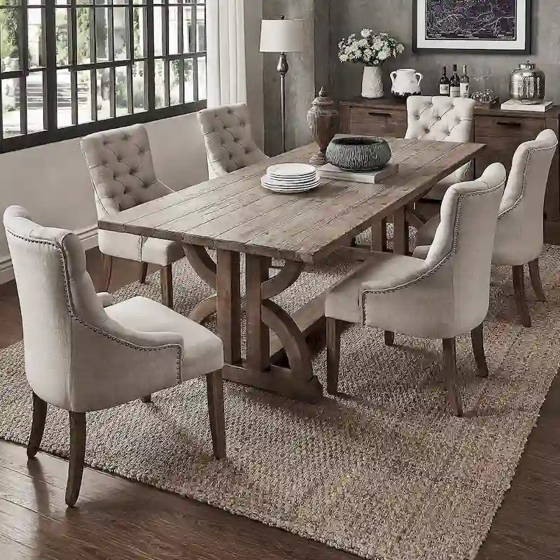 Ensemble de salle à manger 7 pièces en bois recyclé Paloma Farmhouse par iNSPIRE Q Artisan
