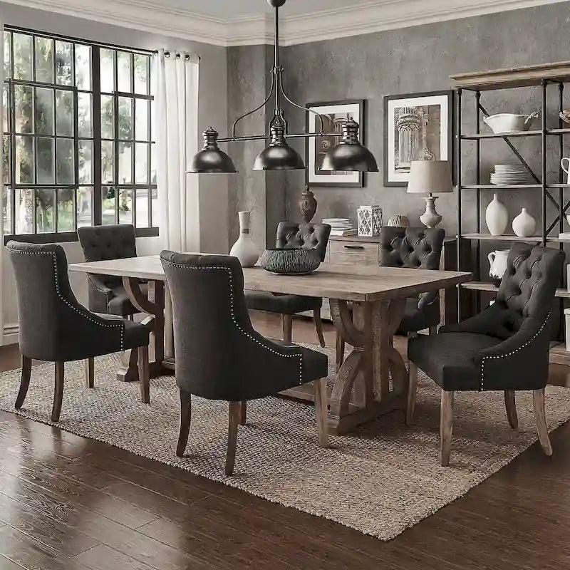 Ensemble de salle à manger 7 pièces en bois recyclé Paloma Farmhouse par iNSPIRE Q Artisan