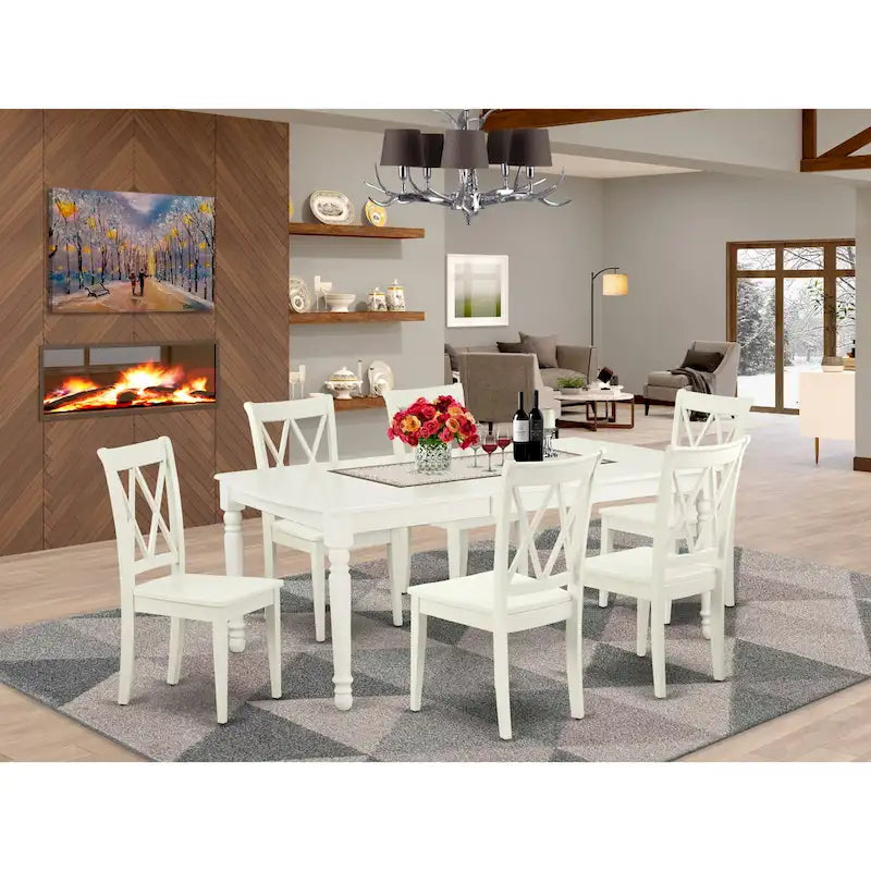 Ensemble de salle à manger East West Furniture - une table de cuisine rectangulaire et des chaises de dînette, blanc lin (option de pièces)
