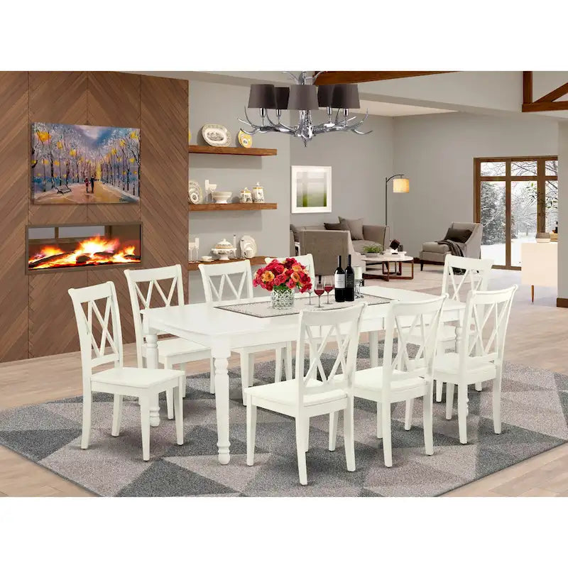 Ensemble de salle à manger East West Furniture - une table de cuisine rectangulaire et des chaises de dînette, blanc lin (option de pièces)