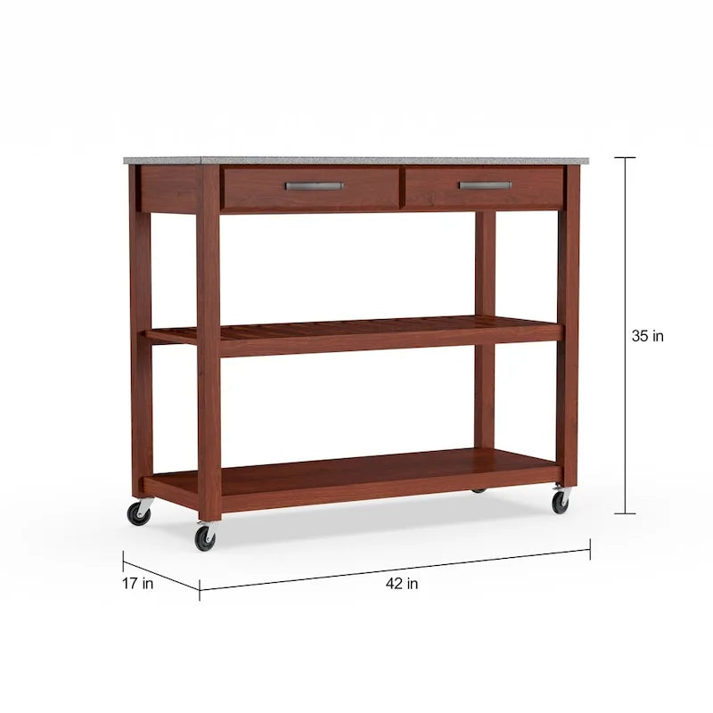 Chariot/Îlot de cuisine Crosley avec plateau en granite massif – 17p x 43L x 35H