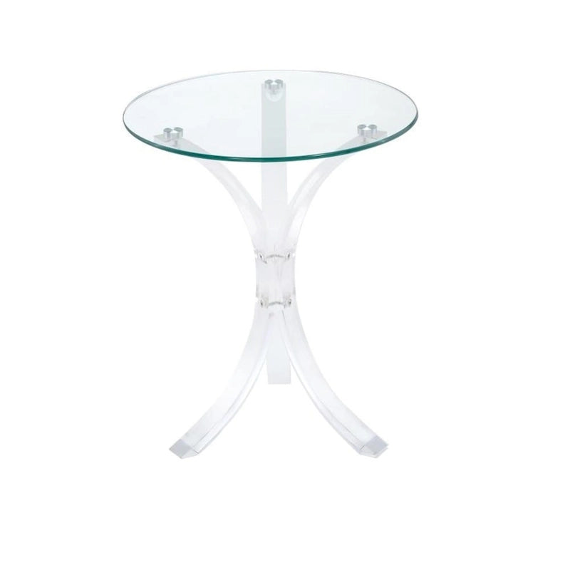 Table d'appoint à piétement incurvé en verre au design moderne