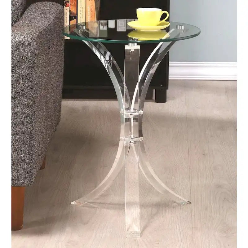 Table d'appoint à piétement incurvé en verre au design moderne